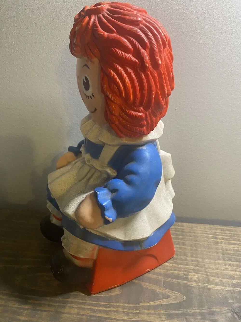 Vintage 1972 RAGGEDY ANN Plastic Piggy Bank BOBBS MERRILL MY TOY CO. Large 10.5